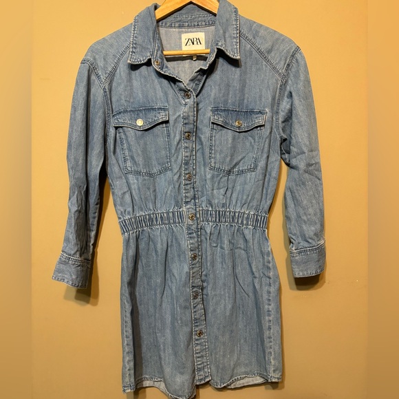 ZARA Cotton Denim Dress - Picture 1 of 6